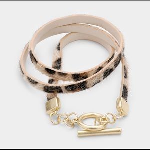 NEW Lennon Leopard Faux Fur Wrap Toggle Bracelet
